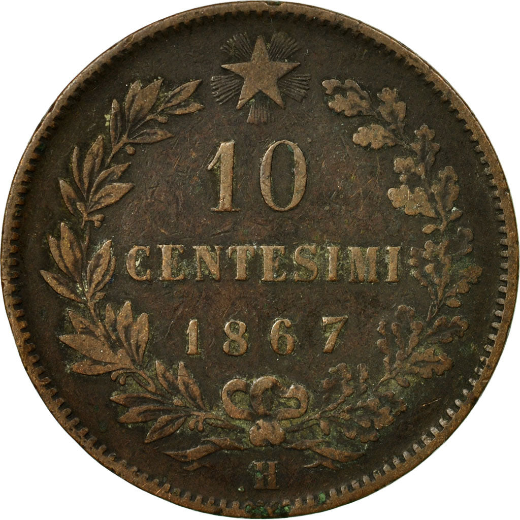 Moneta, Włochy, Vittorio Emanuele II, 10 Centesimi, 1867, Birmingham