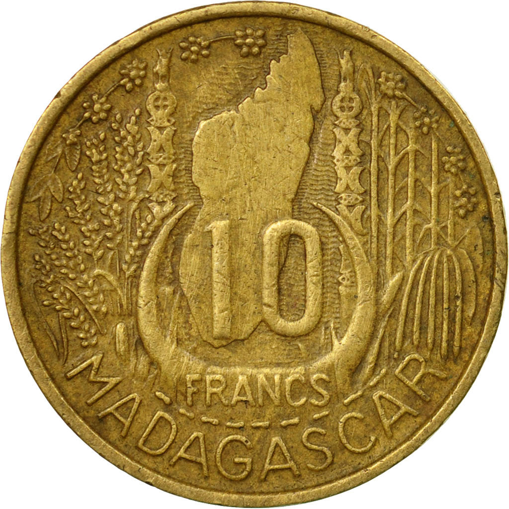 Coin, Madagascar, 10 Francs, 1953, Paris, EF(40-45), Aluminum-Bronze, KM:6