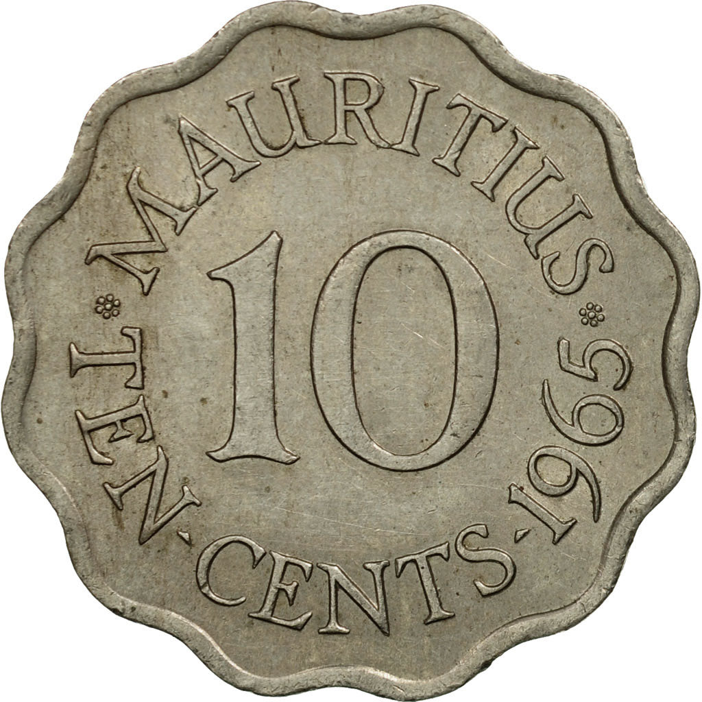 Coin, Mauritius, Elizabeth II, 10 Cents, 1965, EF(40-45), Copper-nickel, KM:33