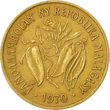 Coin, Madagascar, 10 Francs, 2 Ariary, 1970, Paris, EF(40-45), Aluminum-Bronze