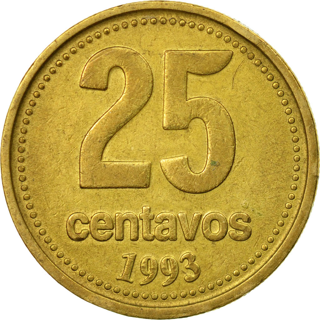 Coin, Argentina, 25 Centavos, 1993, EF(40-45), Aluminum-Bronze, KM:110.2