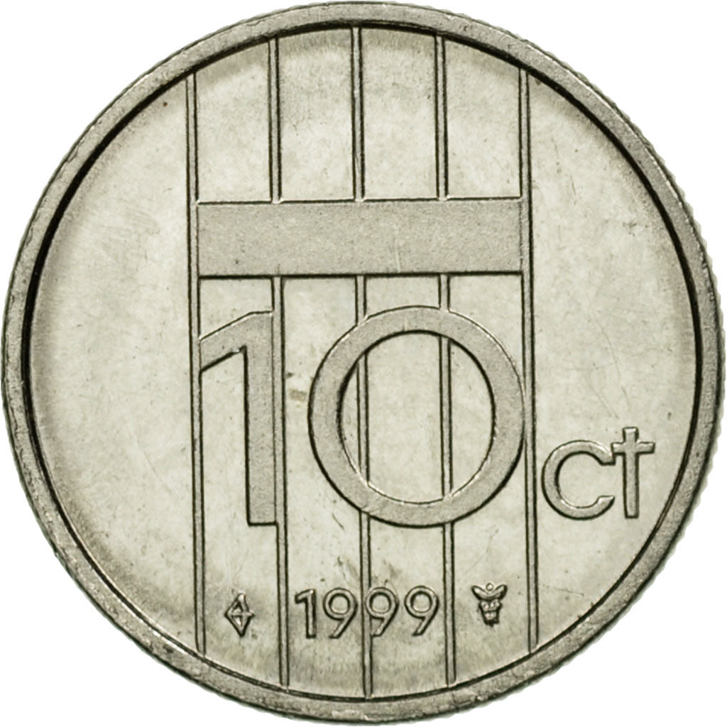 Moneta, Holandia, Beatrix, 10 Cents, 1999, EF(40-45), Nikiel, KM:203
