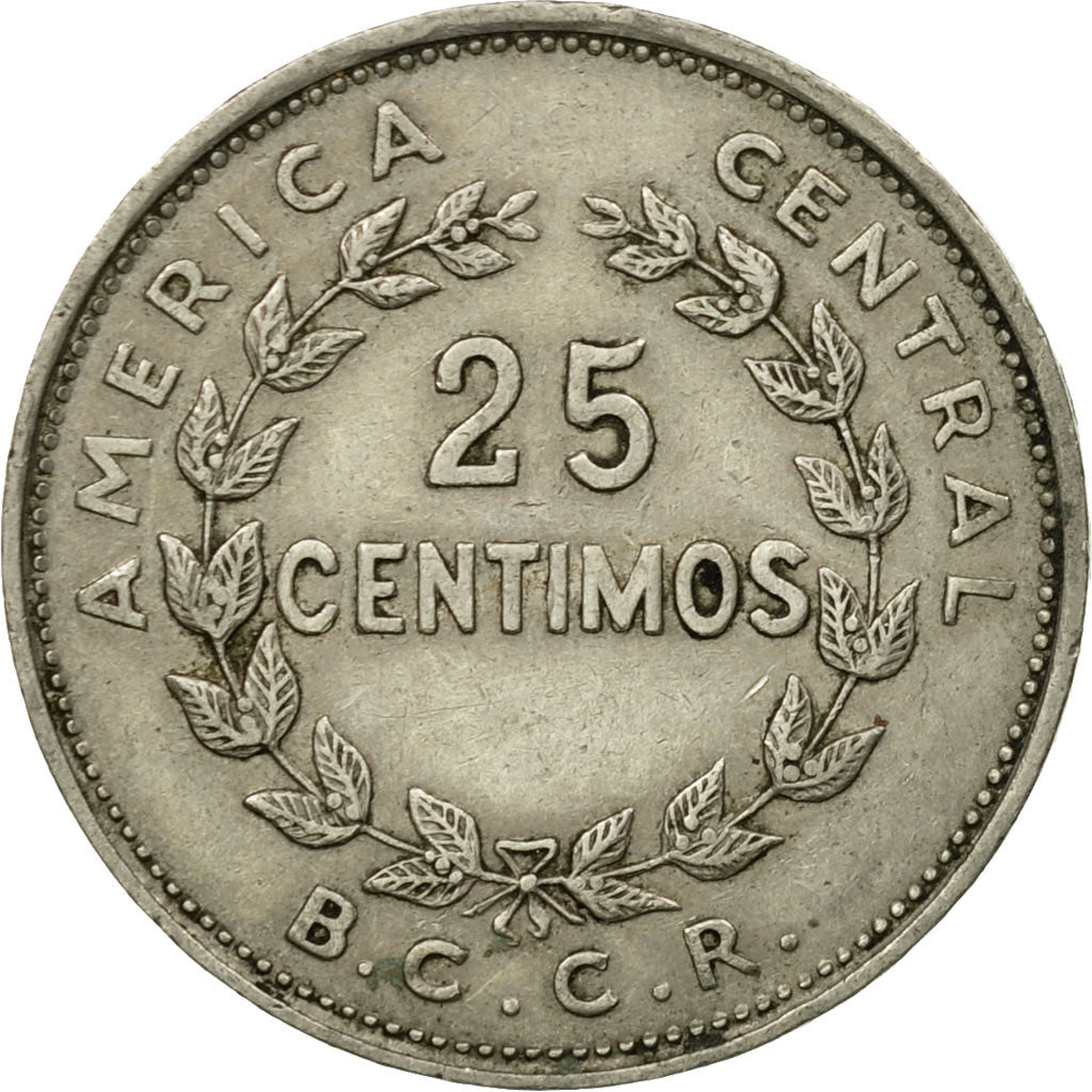 Coin, Costa Rica, 25 Centimos, 1967, EF(40-45), Copper-nickel, KM:188.1