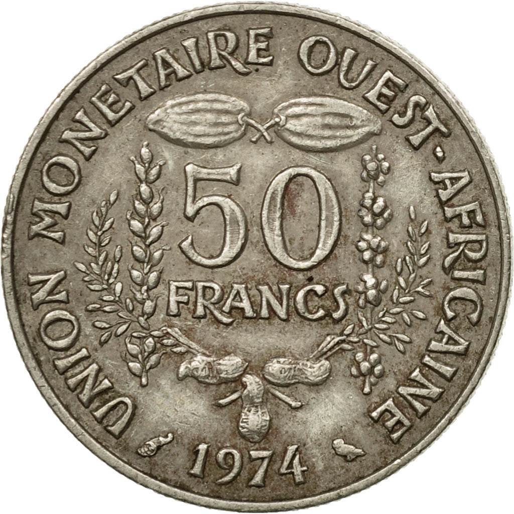 Coin, West African States, 50 Francs, 1974, Paris, EF(40-45), Copper-nickel