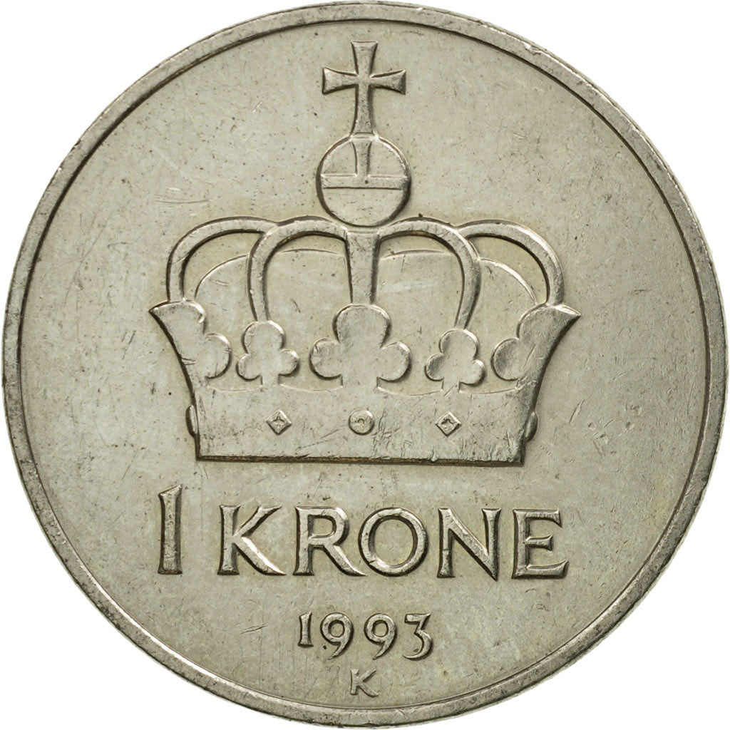 Coin, Norway, Harald V, Krone, 1993, EF(40-45), Copper-nickel, KM:436