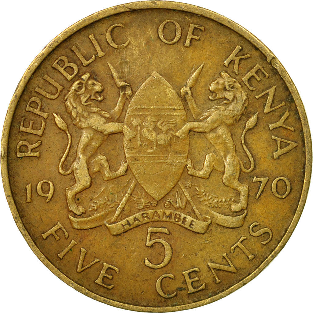 Coin, Kenya, 5 Cents, 1970, EF(40-45), Nickel-brass, KM:10