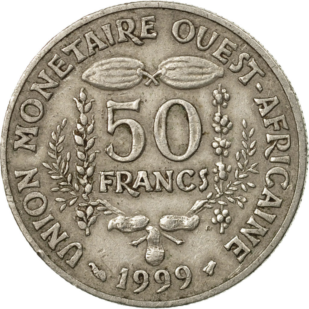 Coin, West African States, 50 Francs, 1999, Paris, EF(40-45), Copper-nickel