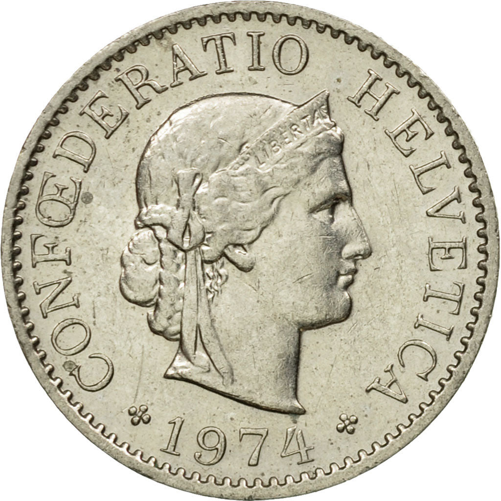 Coin, Switzerland, 5 Rappen, 1974, Bern, EF(40-45), Copper-nickel, KM:26