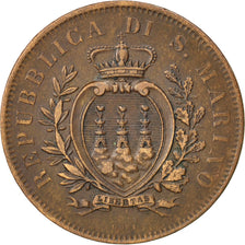 Coin, San Marino, 10 Centesimi, 1875, AU(50-53), Copper, KM:2