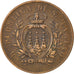 Moneda, San Marino, 10 Centesimi, 1875, MBC+, Cobre, KM:2