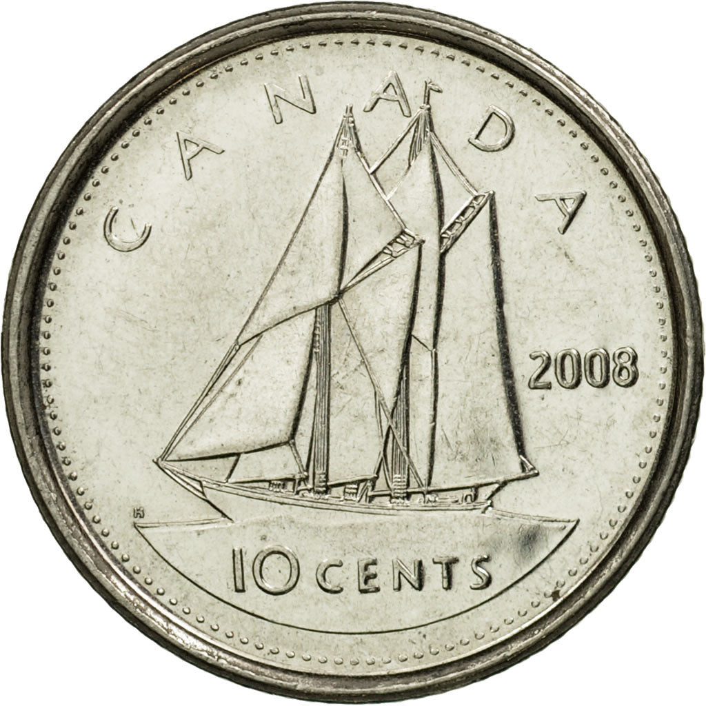Coin, Canada, Elizabeth II, 10 Cents, 2008, Royal Canadian Mint, Winnipeg