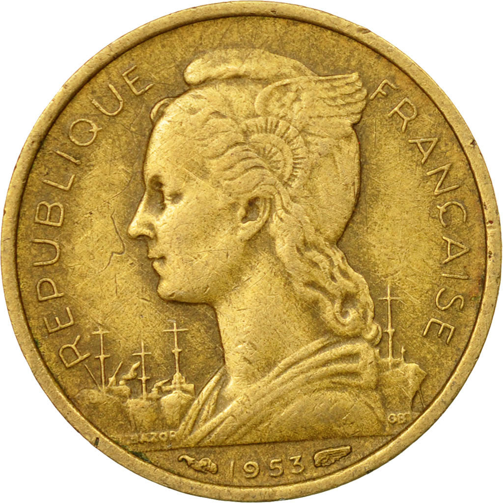 Moneta, Madagascar, 10 Francs, 1953, Paris, BB, Alluminio-bronzo, KM:6
