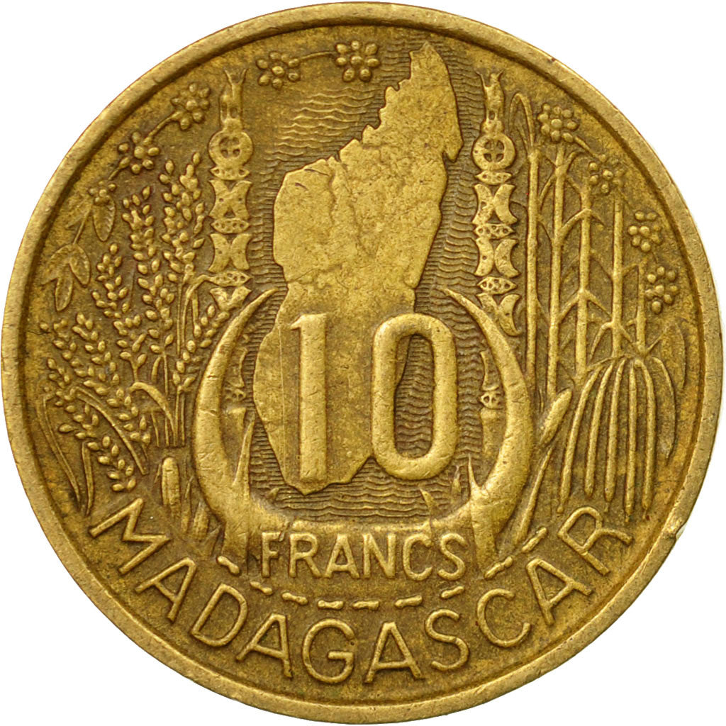 Moneta, Madagascar, 10 Francs, 1953, Paris, BB, Alluminio-bronzo, KM:6