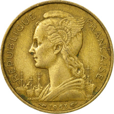 Coin, Madagascar, 20 Francs, 1953, Paris, EF(40-45), Aluminum-Bronze, KM:7