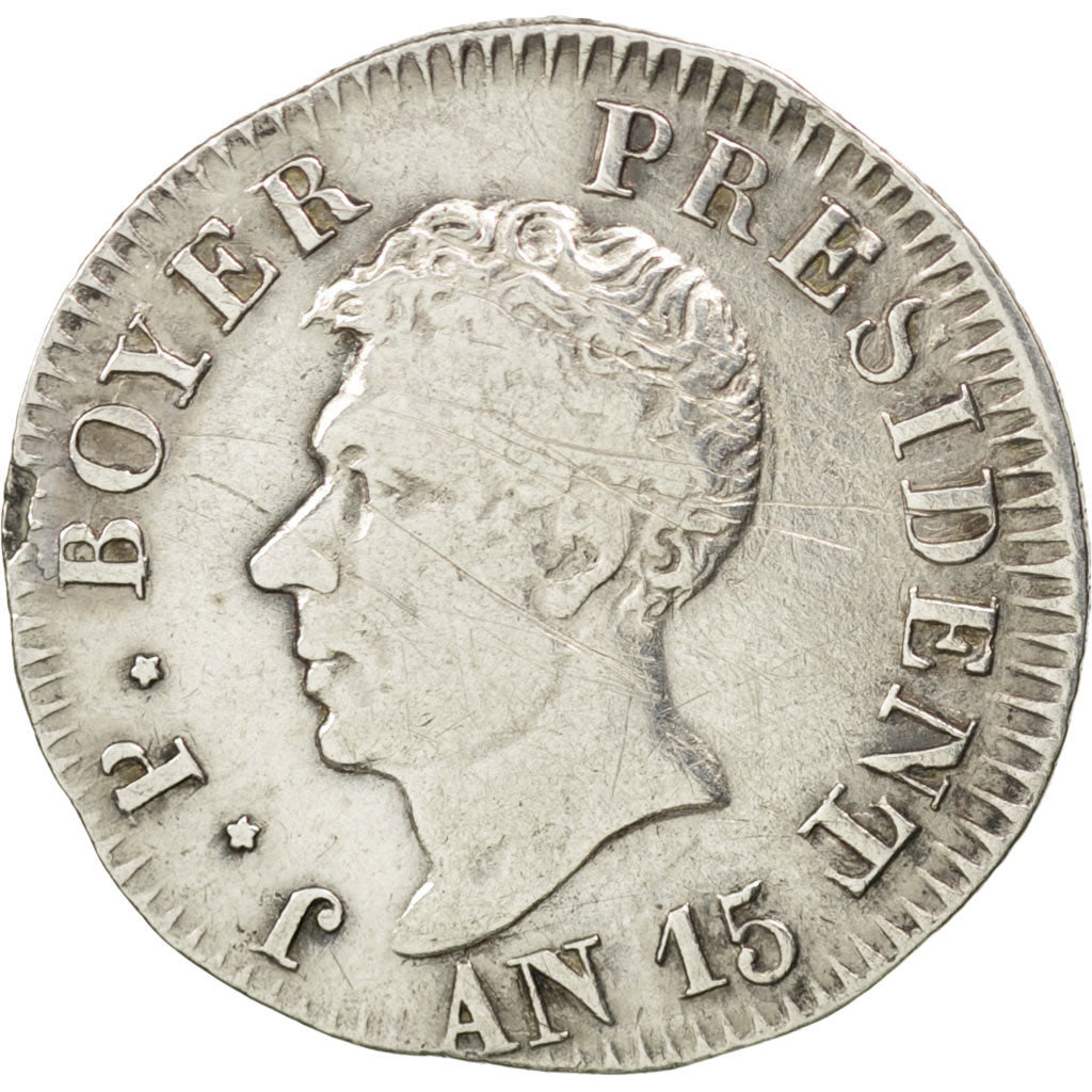 HAITI, 25 Centimes, 1818, KM #16, VF(30-35), Silver, 2.23
