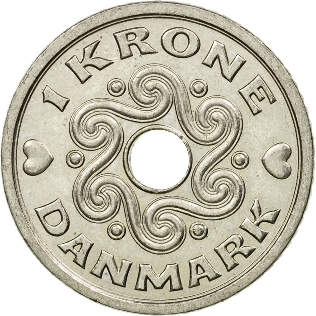 Coin, Denmark, Margrethe II, Krone, 1995, Copenhagen, AU(55-58), Copper-nickel