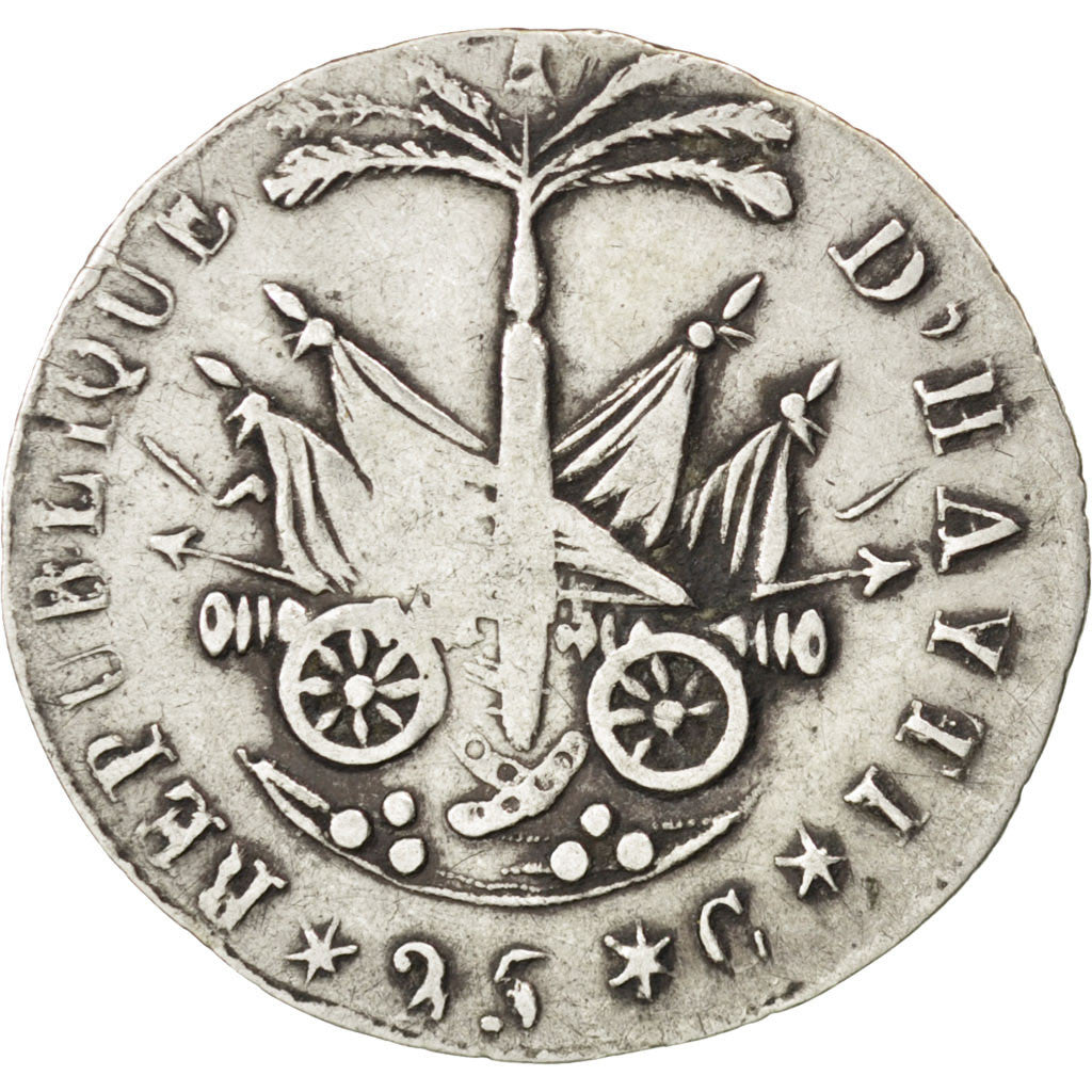 HAITI, 25 Centimes, 1817, KM #15.1, VF(30-35), Silver, 2.12