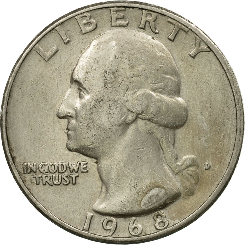 Moneta, USA, Washington Quarter, Quarter, 1968, U.S. Mint, Denver, EF(40-45)