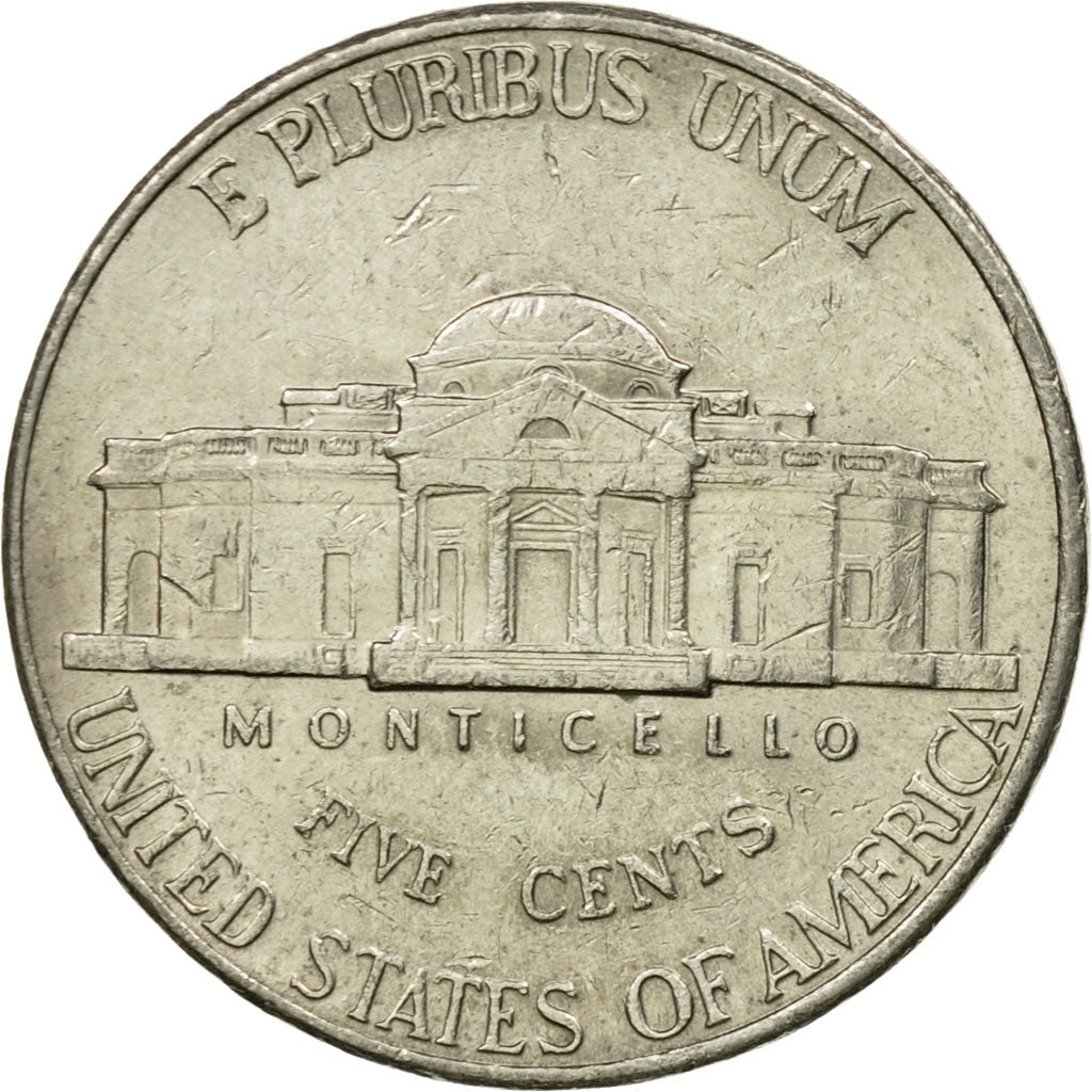 Coin, United States, Jefferson Nickel, 5 Cents, 2002, U.S. Mint, Denver
