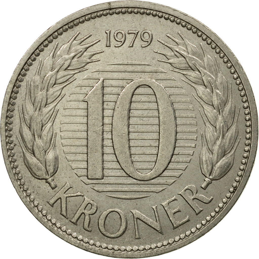 Coin, Denmark, Margrethe II, 10 Kroner, 1979, Copenhagen, EF(40-45)