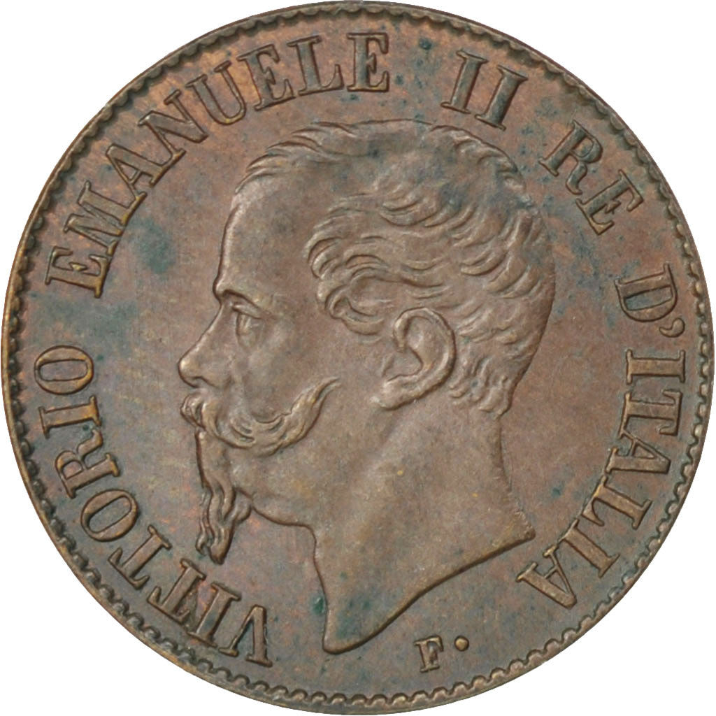 ITALY, Centesimo, 1867, Milan, KM #1.1, AU(55-58), Copper, 0.98