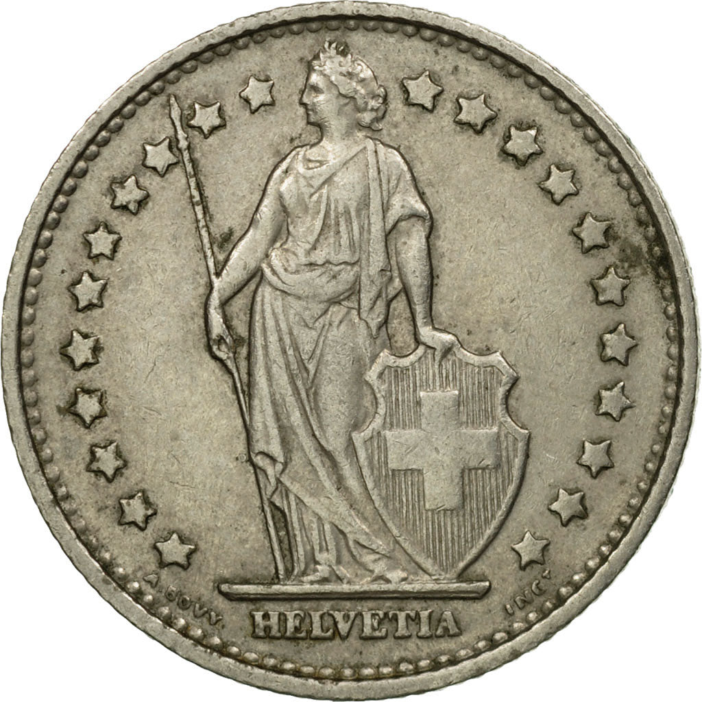 Coin, Switzerland, Franc, 1968, Bern, EF(40-45), Copper-nickel, KM:24a.1