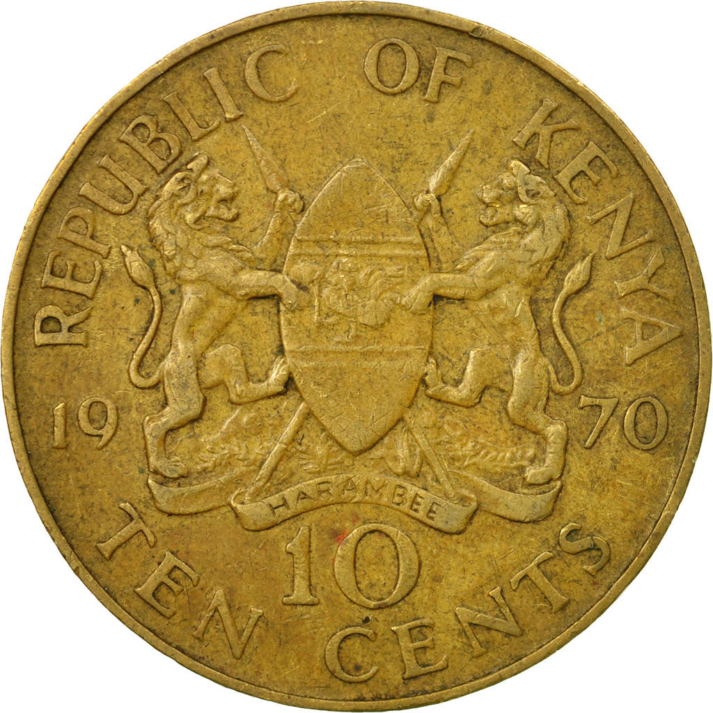 Coin, Kenya, 10 Cents, 1970, VF(30-35), Nickel-brass, KM:11