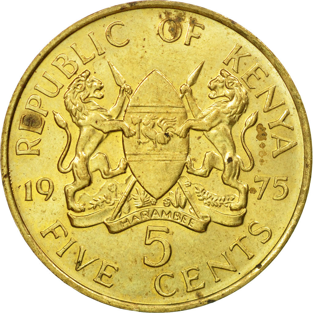 Coin, Kenya, 5 Cents, 1975, EF(40-45), Nickel-brass, KM:10