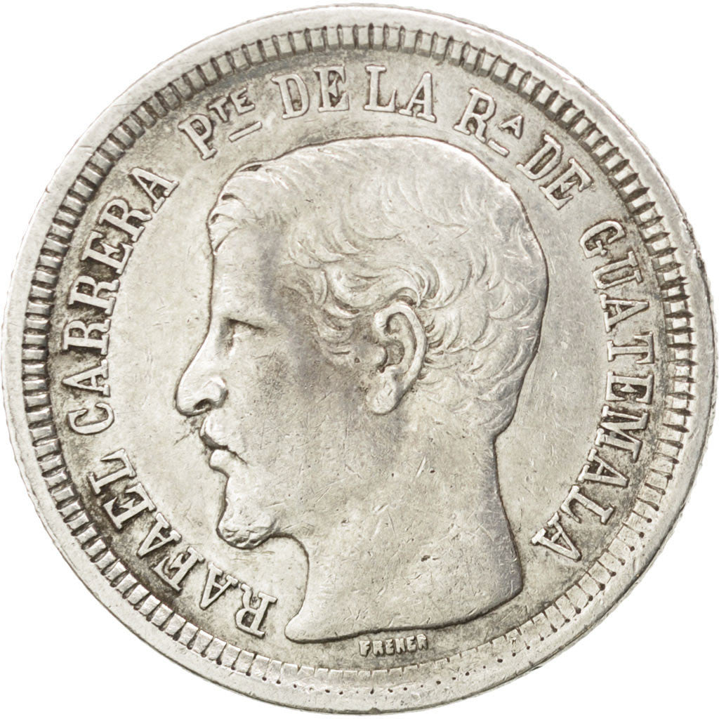 GUATEMALA, 2 Reales, Dos, 1865, KM #139, AU(50-53), Silver, 24, 6.11