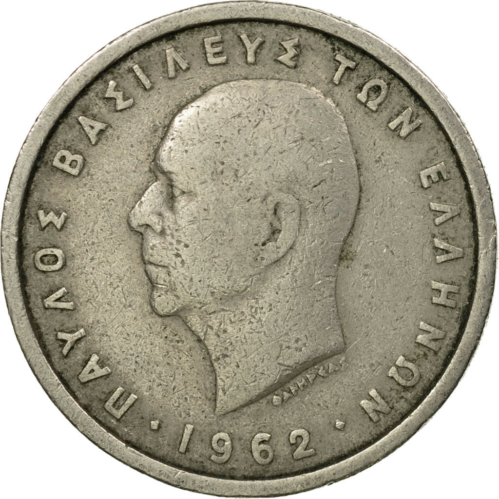 Coin, Greece, Paul I, 2 Drachmai, 1962, EF(40-45), Copper-nickel, KM:82