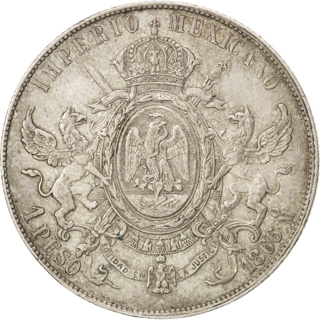 Mexique, Maximilian, 1 Peso 1866 Mo (Mexico), KM 388.1