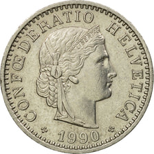 Coin, Switzerland, 20 Rappen, 1990, Bern, EF(40-45), Copper-nickel, KM:29a