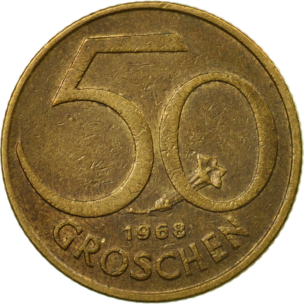 Coin, Austria, 50 Groschen, 1968, EF(40-45), Aluminum-Bronze, KM:2885