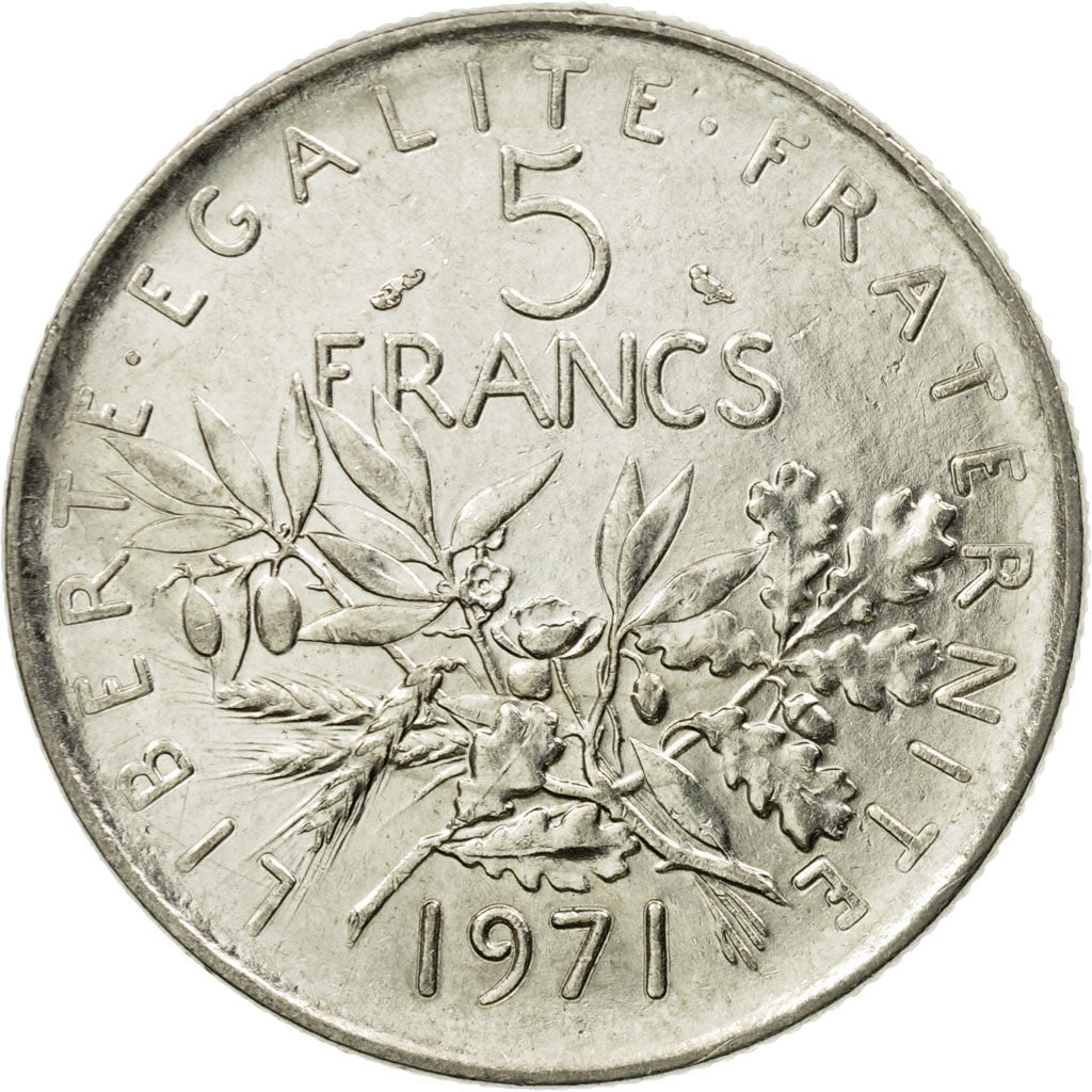 Coin, France, Semeuse, 5 Francs, 1971, Paris, AU(55-58), Nickel Clad