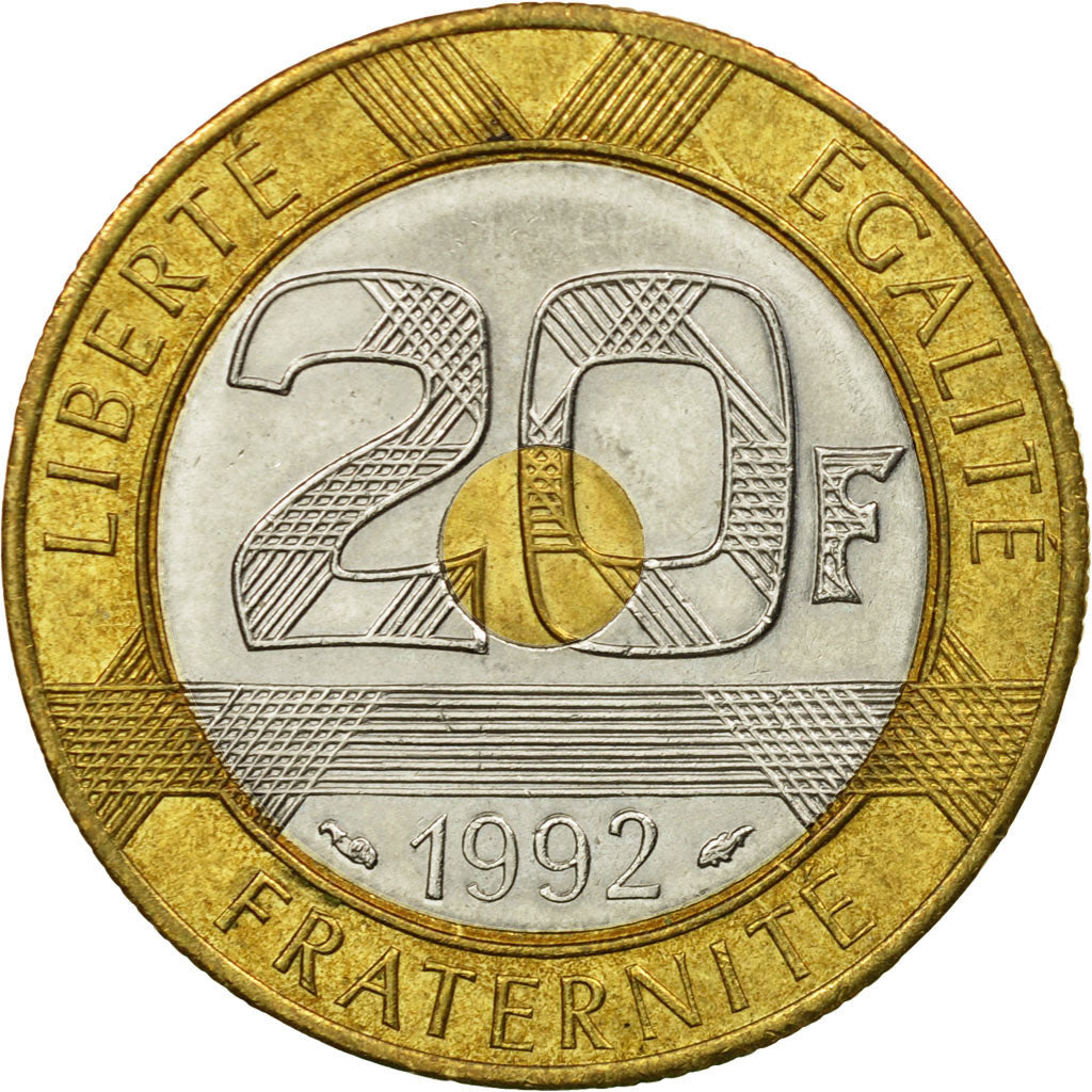 Coin, France, Mont Saint Michel, 20 Francs, 1992, Paris, EF(40-45)