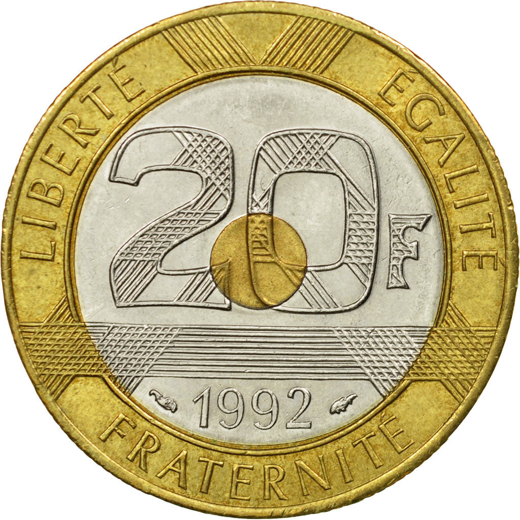 Coin, France, Mont Saint Michel, 20 Francs, 1992, Paris, EF(40-45)