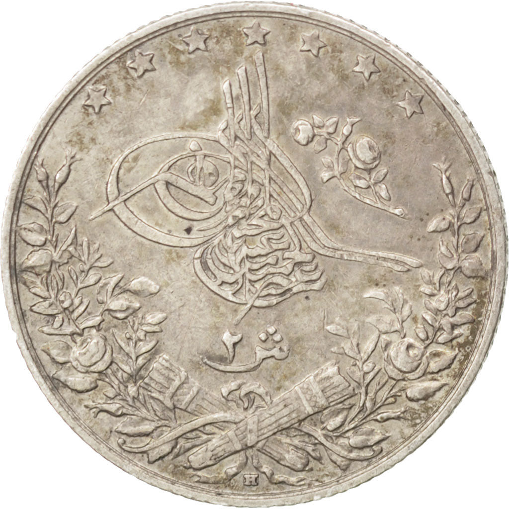 EGYPT, 2 Qirsh, 1904, Misr, KM #293, AU(50-53), Silver, 19, 2.78