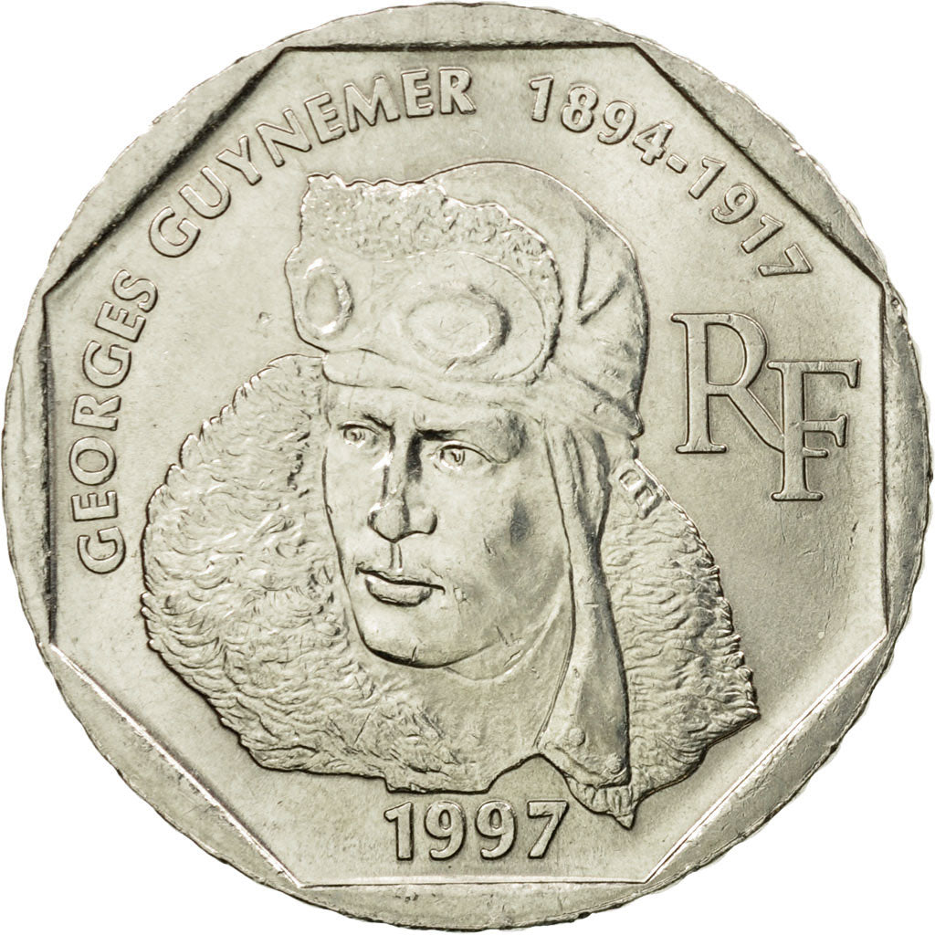 Munten, Frankrijk, Guynemer, 2 Francs, 1997, Paris, PR, Nickel, KM:1187