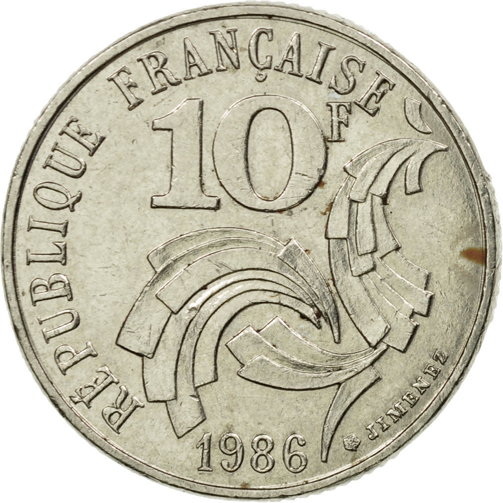 Coin, France, Jimenez, 10 Francs, 1986, Paris, EF(40-45), Nickel, KM:959