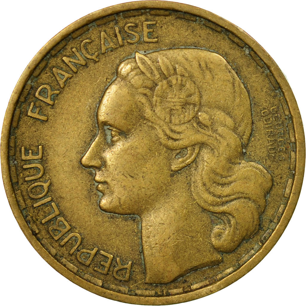 Moneda, Francia, Guiraud, 20 Francs, 1950, Paris, MBC, Aluminio - bronce
