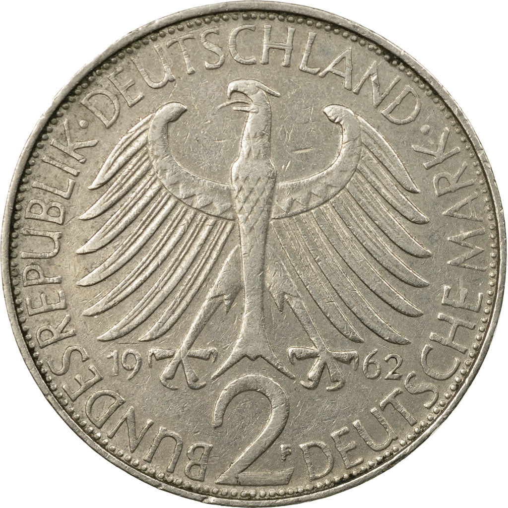 Coin, GERMANY - FEDERAL REPUBLIC, 2 Mark, 1962, Stuttgart, EF(40-45)