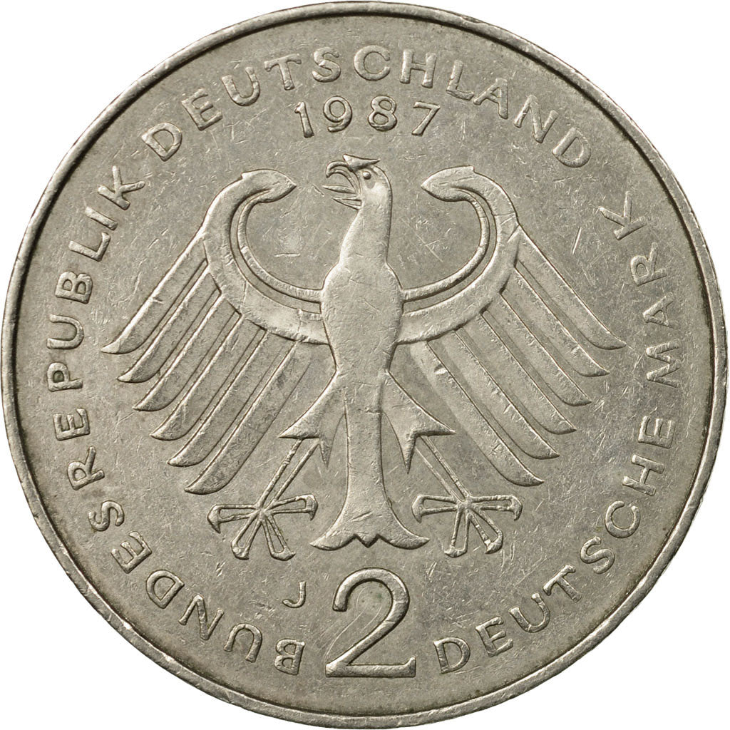 Coin, GERMANY - FEDERAL REPUBLIC, 2 Mark, 1987, Hambourg, EF(40-45)