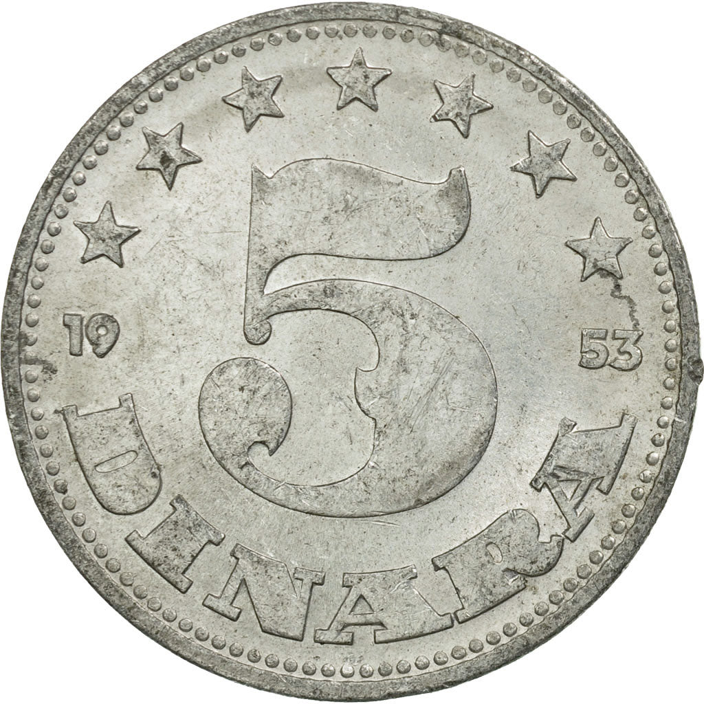 Coin, Yugoslavia, 5 Dinara, 1953, EF(40-45), Aluminum, KM:32