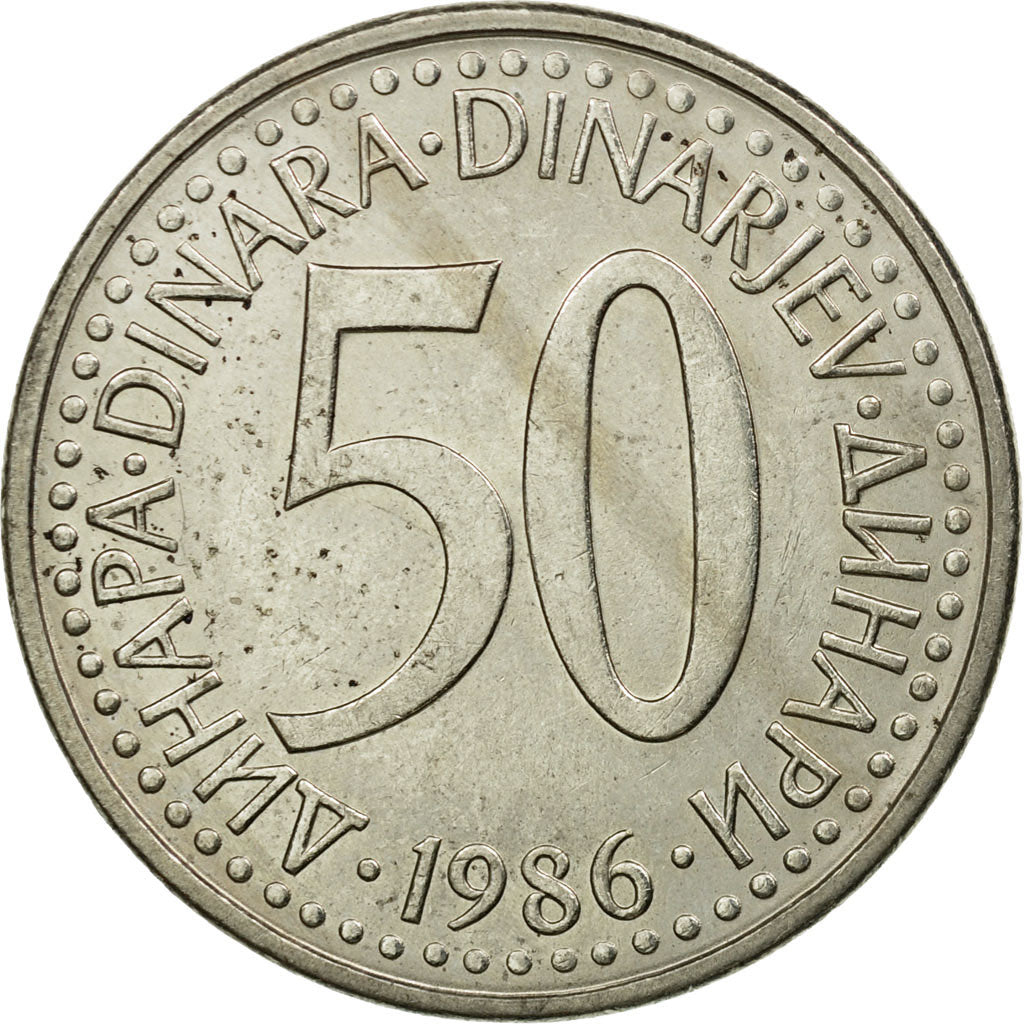 Coin, Yugoslavia, 50 Dinara, 1986, EF(40-45), Copper-Nickel-Zinc, KM:113