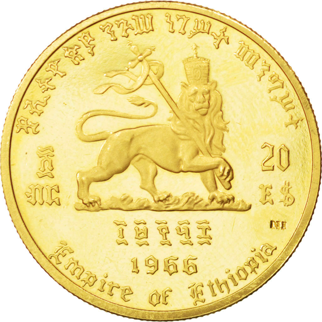 ETHIOPIA, 20 Dollars, 1966, KM #39, MS(65-70), Gold, 8.10