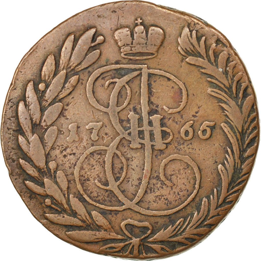 Coin, Russia, Catherine II, 2 Kopeks, 1765, Ekaterinbourg, VF(30-35), Copper