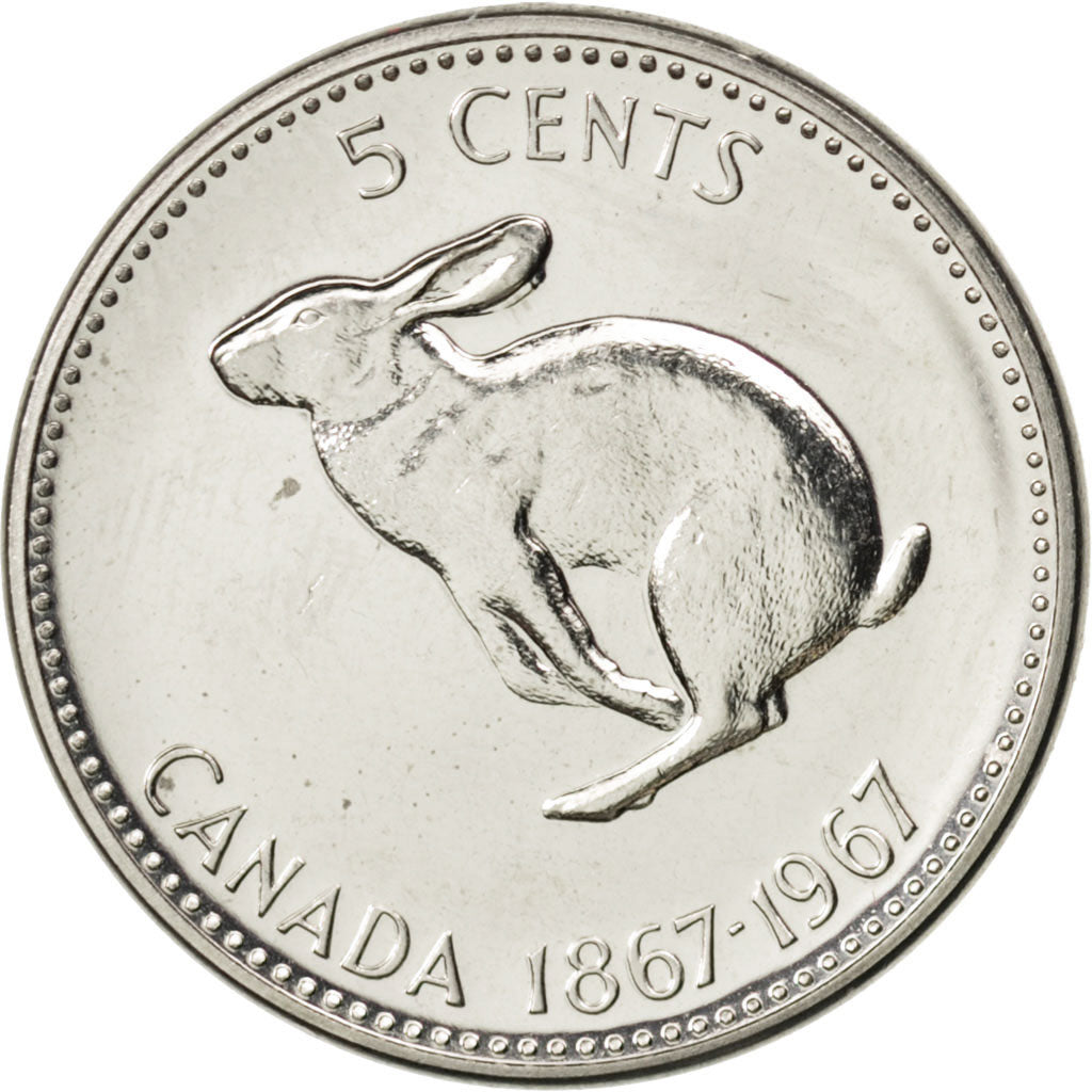 Coin, Canada, Elizabeth II, 5 Cents, 1967, Ottawa, MS(65-70), Nickel, KM:66