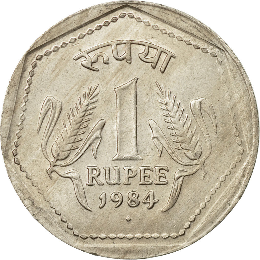 Coin, INDIA-REPUBLIC, Rupee, 1984, EF(40-45), Copper-nickel, KM:79.1