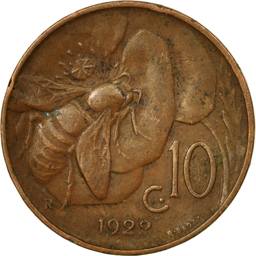 Coin, Italy, Vittorio Emanuele III, 10 Centesimi, 1922, Rome, VF(30-35), Bronze