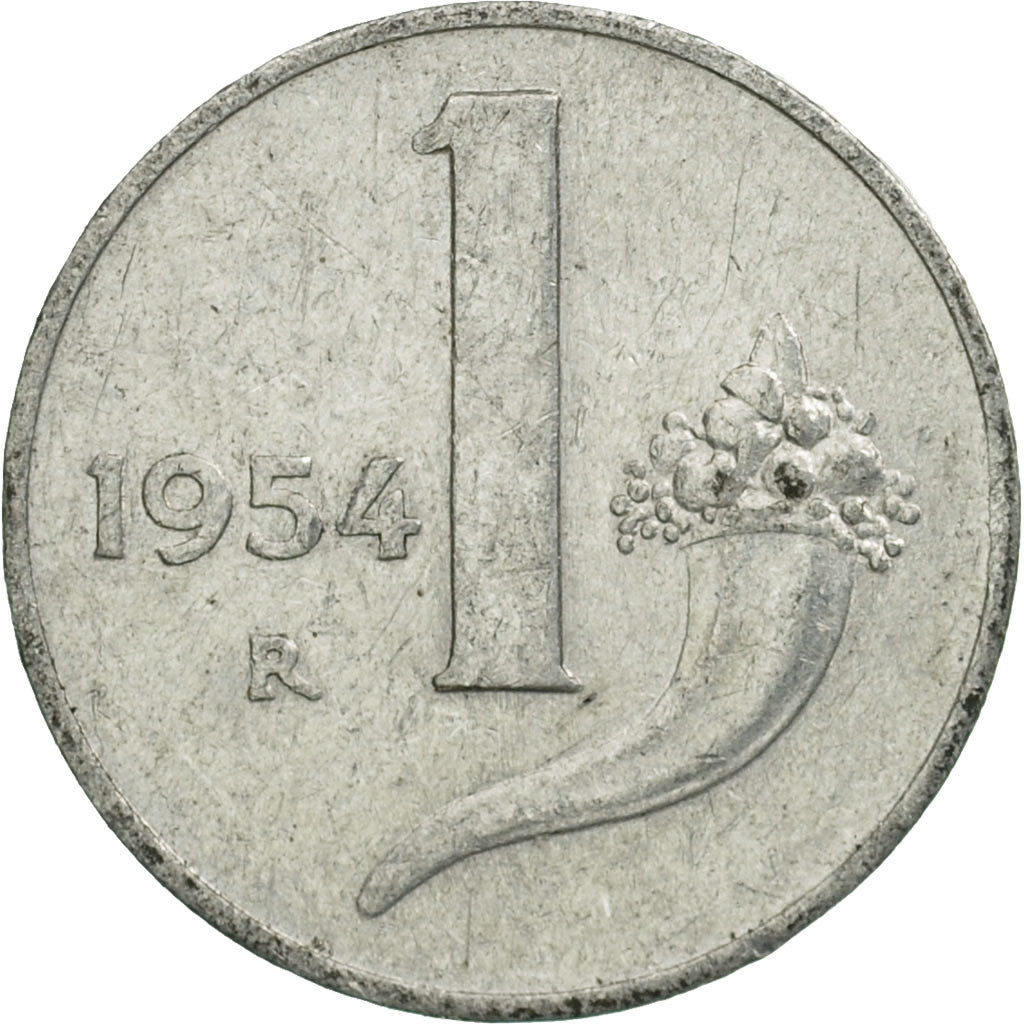 Coin, Italy, Lira, 1954, Rome, VF(30-35), Aluminum, KM:91